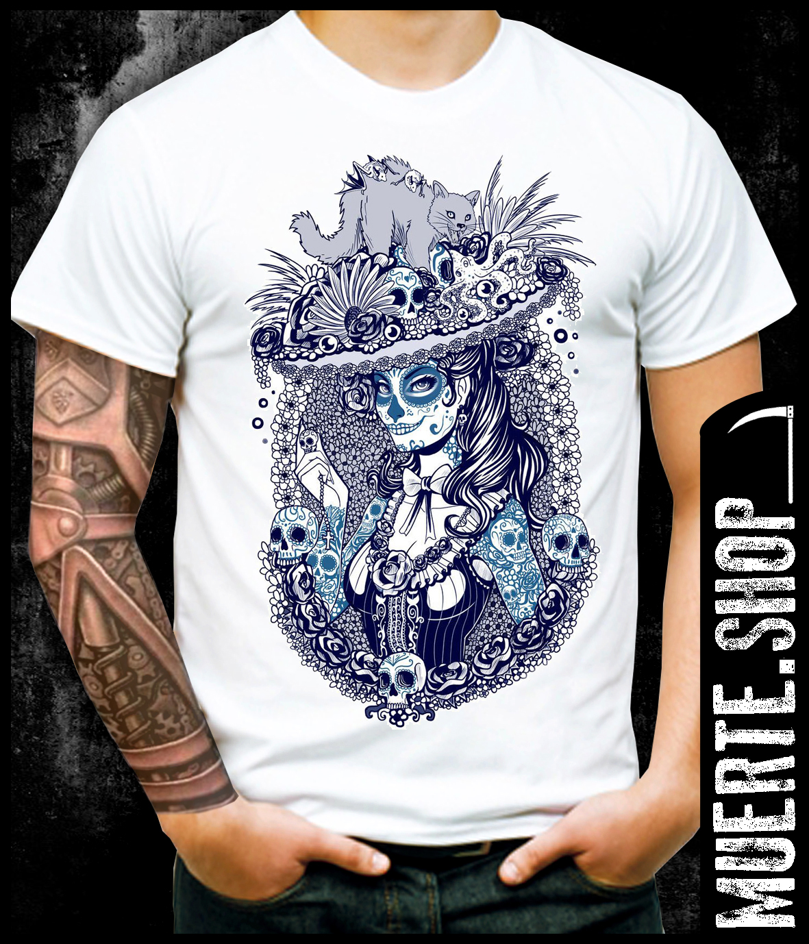 Тениска LA MUERTE CALAVERA BLUE Тениска LA MUERTE CALAVERA BLUE